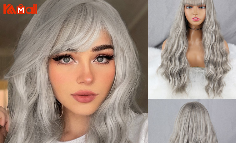 grey lace front wigs with bang